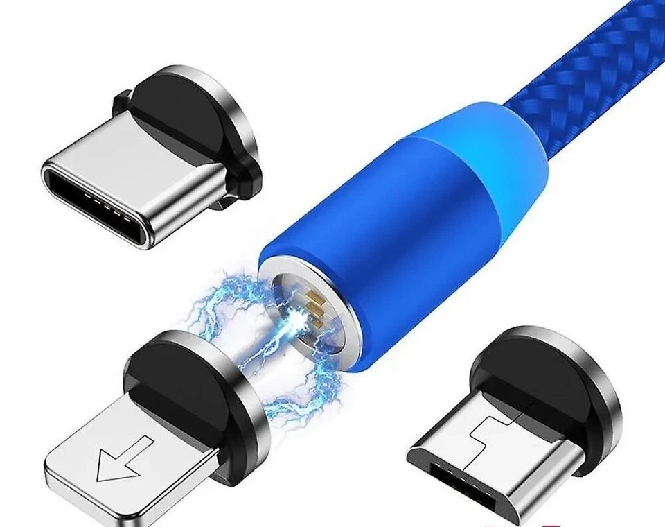 CAVO DI RICARICA CELLULARE MAGNETICO TIPO TYPE C IPHONE MICRO USB CAVETTO 3 IN 1 - Immagine 3 di 4