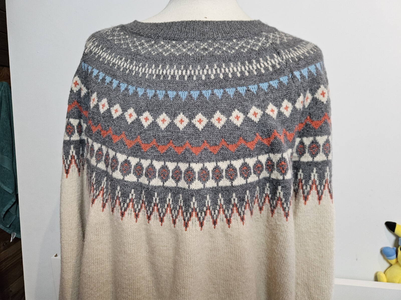 Emery Rose Warm Jumper Oversized Blended Fabric Tight Knit Chest Pattern  UK L image 4