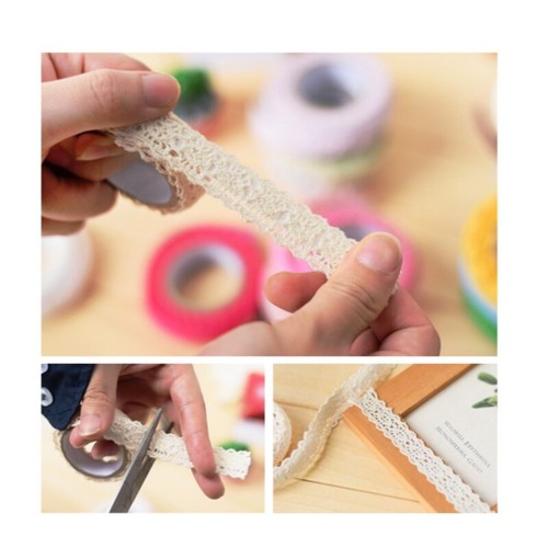 2 Rolls Fabric Lace Tape Self Adhesive Sticker Ribbon Cotton Trim Craft DIY - Picture 16 of 28