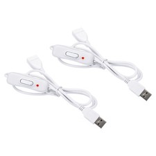 2pcs USB Extension Cable with ON/Off Switch Extension Cords with LED White