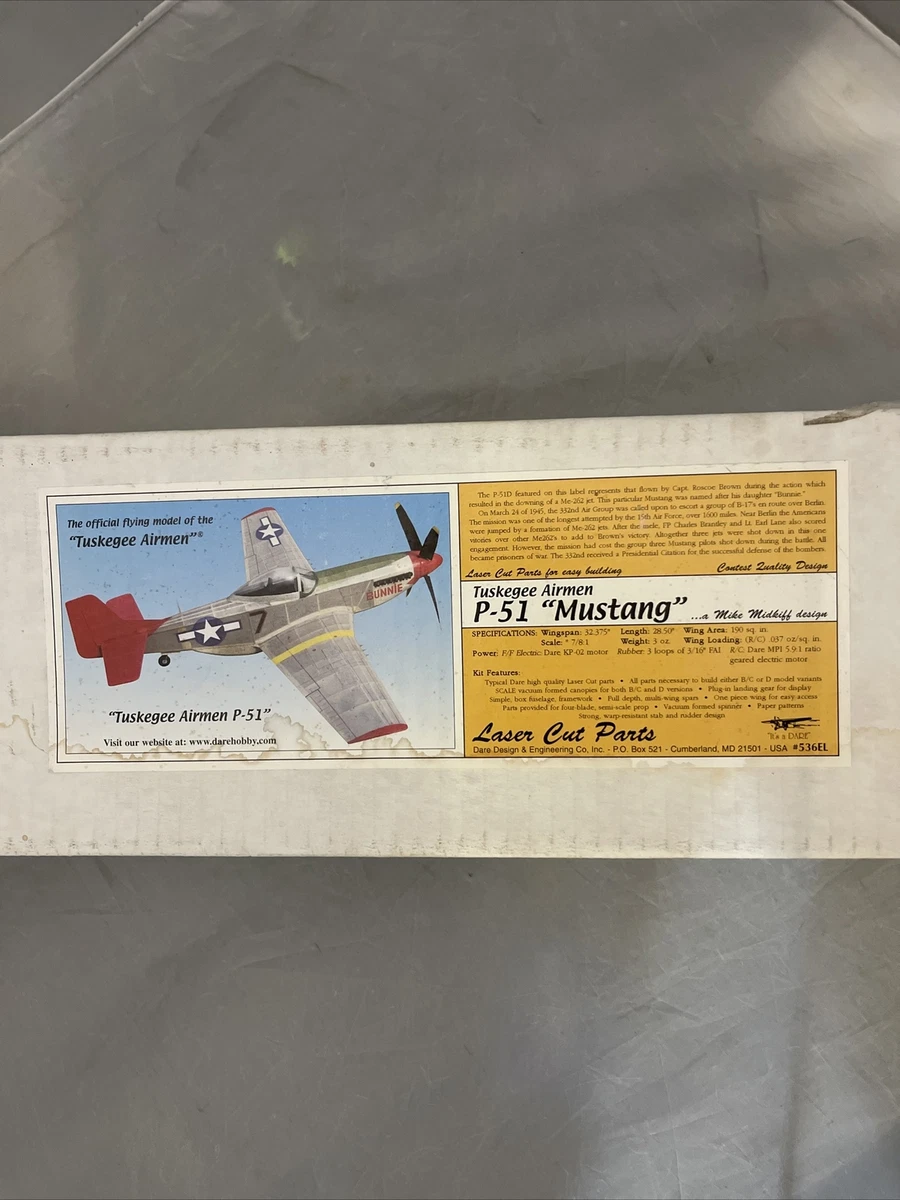 Dare Design Wood Tuskegee Airmen P 51 Mustang model Plane Kit 32