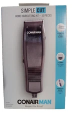 Conair Man Simple Cut Corded Hair Clippers Haircutting Kit 10 Piece Set CONAIR