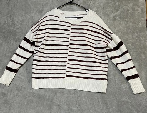 Lucky Brand Pullover Damen XL weiß rot gestreift Pulli Dolmanärmel Damen