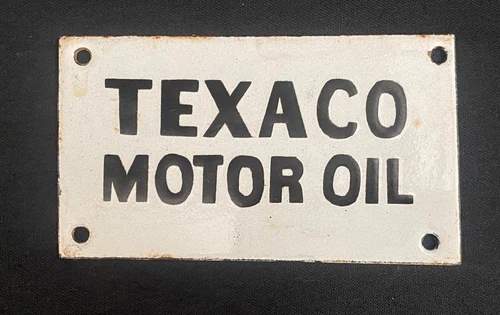 TEXACO MOTOR OIL PETROL PUMP TAG VINTAGE BADGE ENAMEL PORCELAIN SIGN
