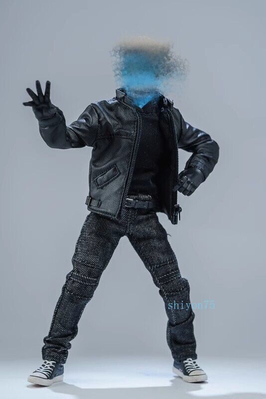 1/12 Scale Black Leather Jacket Coat For 6" figure SHF PHICEN Action Figure Body