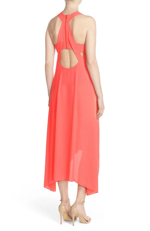 Nuevo sin etiquetas Vestido Maxi BCBG MAXAZRIA 'Ariell' Corte Georgette Alto/Bajo $328 ` Talla XS Foto 3 de 4