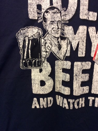 NWT REDNECK COSTUME TSHIRT "Hold My Beer and Watch This" Mens Navy Blue Size XL - 第 5/6 張圖片