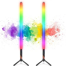 2-Pack RGB Tube Light Bar with Light Stand, Battery LED Video Light Wand Stick