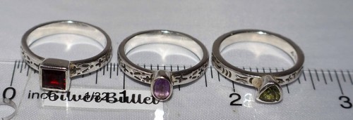 Silpada Gemstone Amethyst Garnet Peridot Etched Band Stacking Rings R0455 Size 8 - Picture 3 of 10