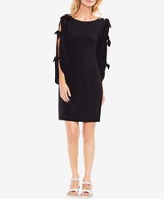 $340 Vince Camuto Women'S Black Crepe Tie-Sleeve Shift Dress Size S
