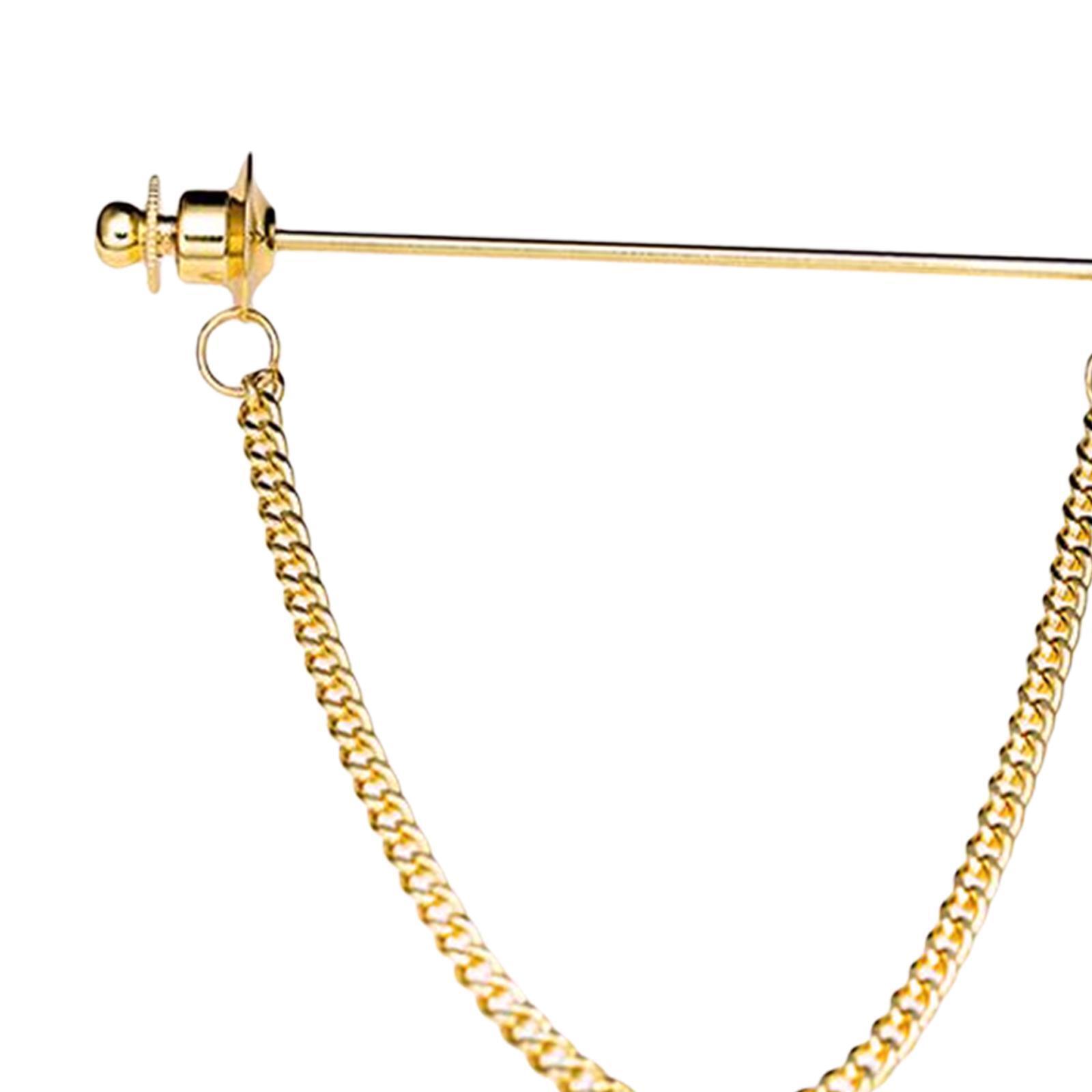 Fashion Collar Bar Pin for Men with Link Chain Formal Cravat Clasps ...