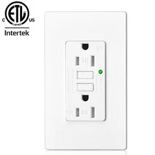 GFI GFCI Outlet 15 Amp Ground Fault Circuit Interrupter TR WR with Wall Plate US
