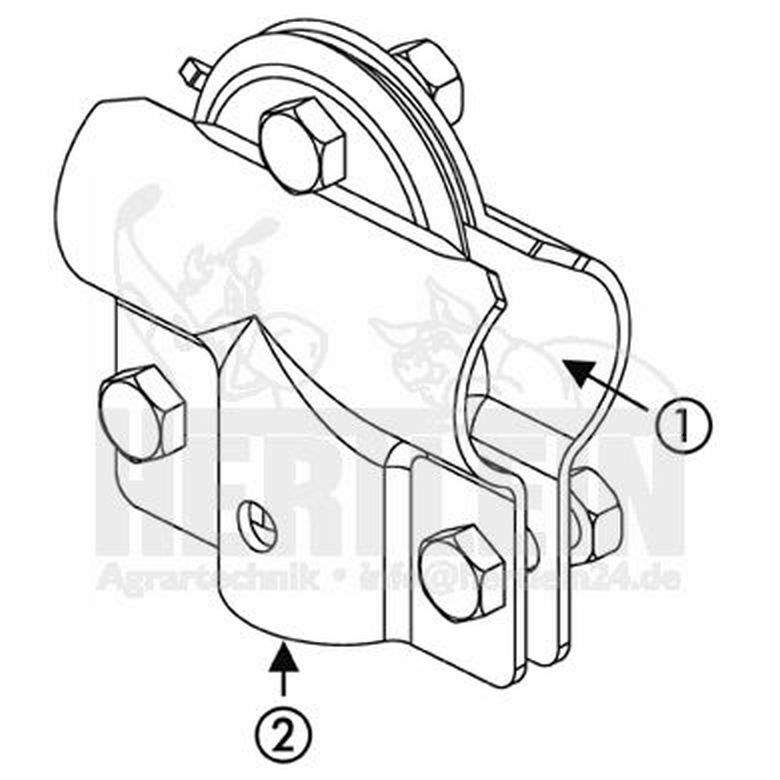 2-Loch-T-Schelle 2 Zoll Feuerverzinkt - Für Rohr Ø60,3mm Mit Schrauben
