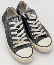 Converse All Star Slip-On Low Top Black Leather Shoes Size Men 6 Women 8