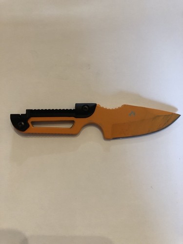 511 Logo Tactical Fixed Blade Knife With Black Sheath Belt Clip Orange Blade - Picture 5 of 10
