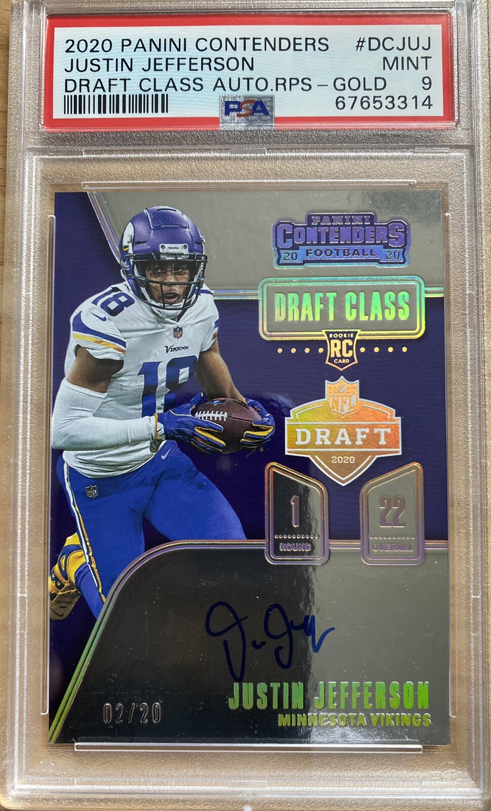 Justin Jefferson Panini Contenders Draft Class Autographs Rps #DCJUJ Gold