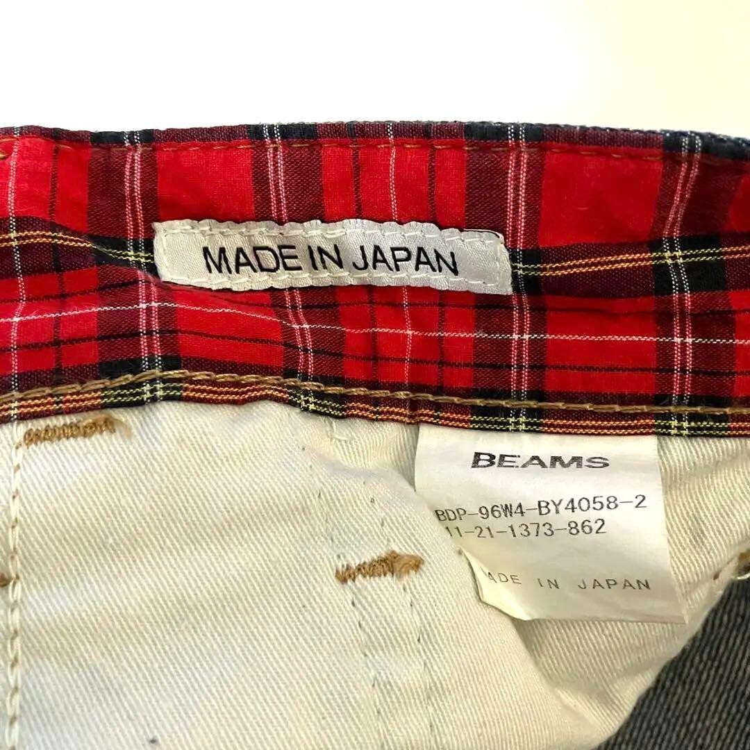 BEAMS Straight Denim Jeans Check Slim Cotton 100% Japan made BEAMS Straight Denim Jeans Check Slim Cotton 100% Japan made