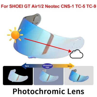 Photochromic Visor For SHOEI GT Air GT Air2 Neotec CNS-1 CNS1 TC-5