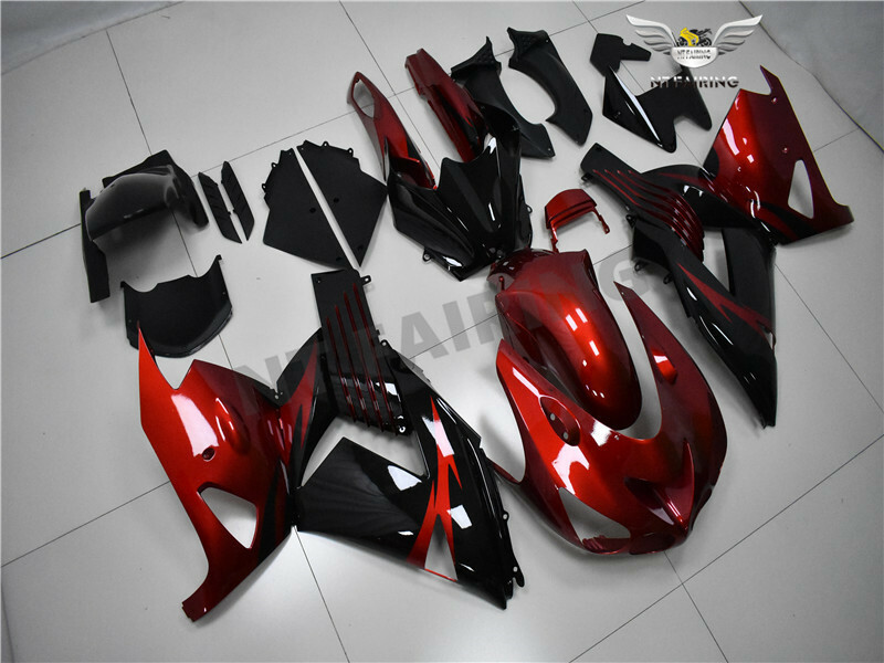 Fit for Kawasaki 2006-2011 ZX-14R Black Red Plastic