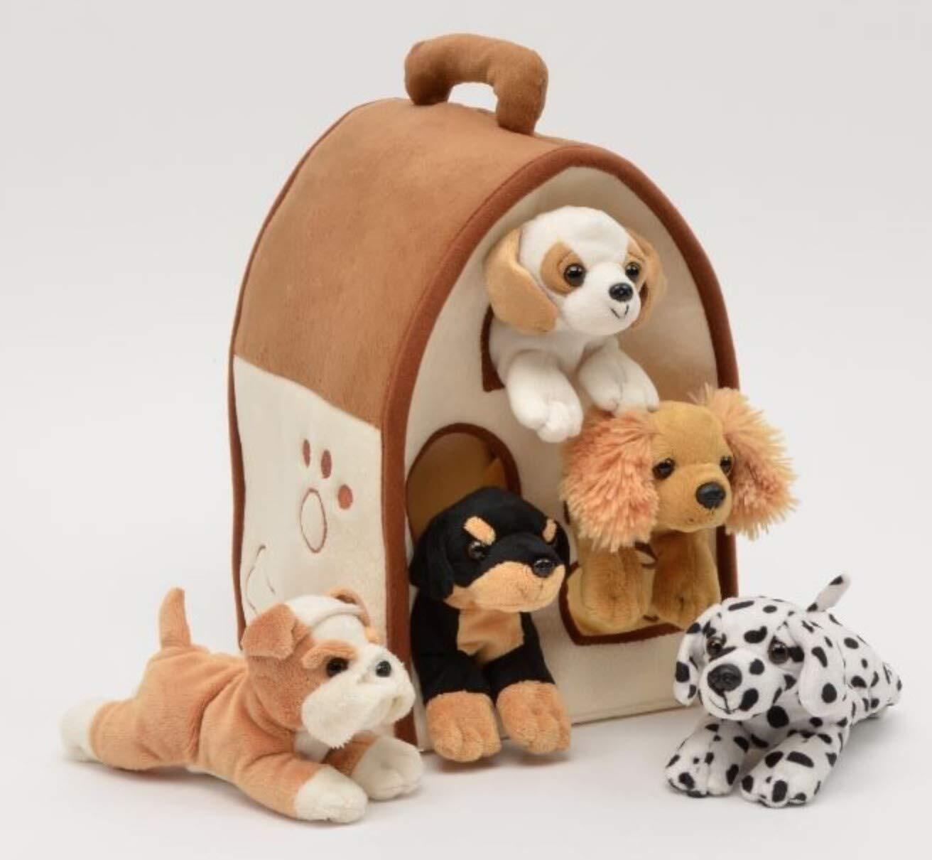 Чехол для переноски плюшевого собачьего домика для мальчиков с пятью мягкими игрушками-собаками