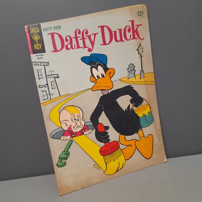 Vintage Daffy Duck Comic #4 Dell 1966 Daffy and Elmer in ''Flip-Floppy Flight'' 