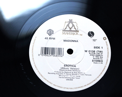 ORIGINAL 1992 MADONNA POSTER EROTICA 12 INCH VINYL EX+ VERY RARE