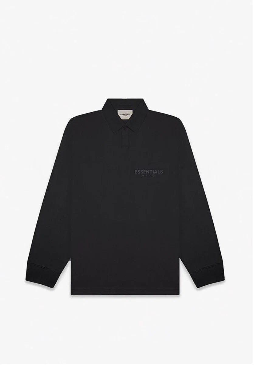 FEAR OF GOD ESSENTIALS Long Sleeve Polo Shirt Black Size Medium | eBay