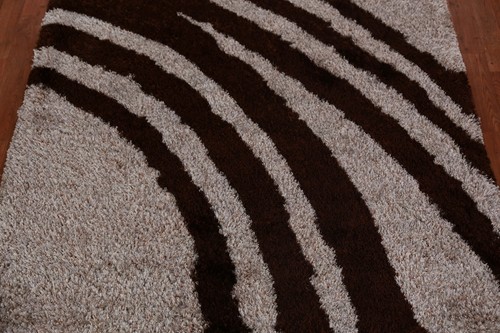 Abstract Indian Hand-tufted Rug 5x8 ft Modern Shaggy Carpet - Picture 4 of 17