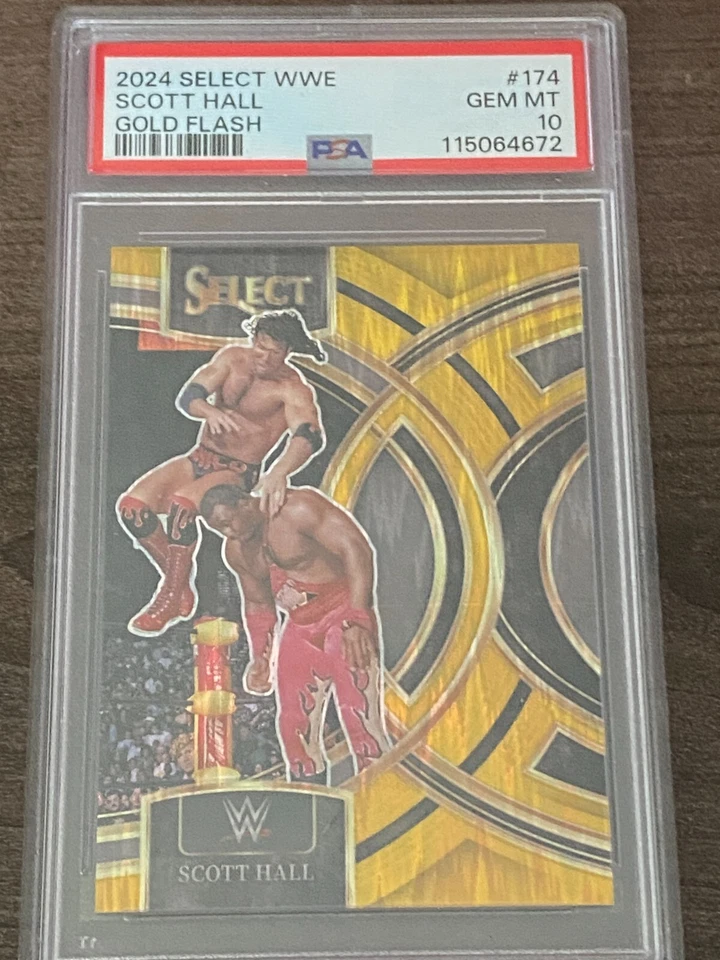 2024 Panini Select WWE Scott Hall #174 Gold Flash #10/10 GEM MT PSA 10 - Image 2 of 3