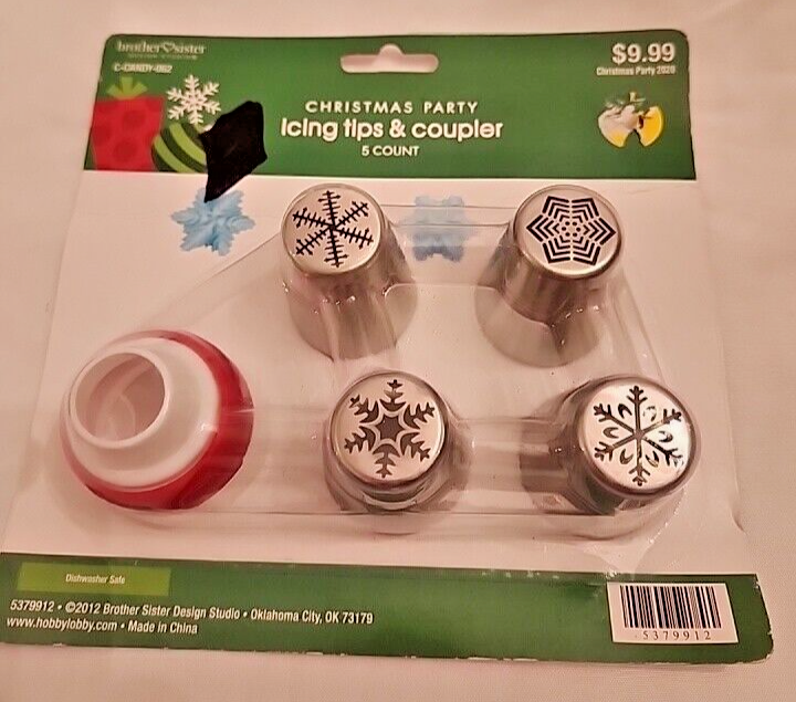 Snowflake Icing Tips and Coupler 4 pc. set. Brother & Sister 2020