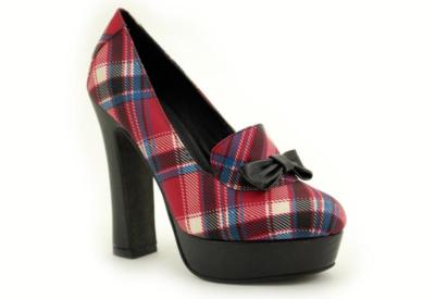 T.U.K. A8675L TUK Platform Heel Pump Red Plaid Digital Sublimation Print