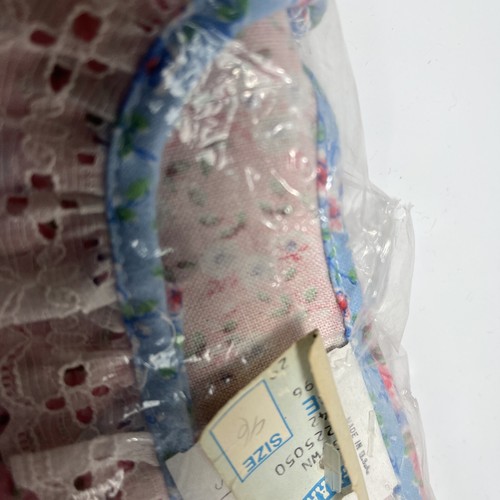 Ladies Long Sleep Gown Size 46 Pink Floral Blue Lace On Collar NOS USA NOS 80’s - Picture 7 of 8