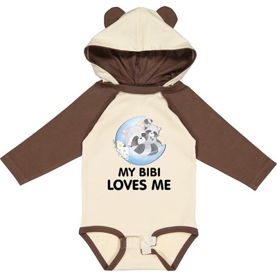 Inktastic Raccoon My Bibi Loves Me Long Sleeve Creeper Grandchild Cute Grandson