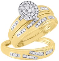 Diamond Trio Set 10k Yellow Gold Ladies Engagement Ring Mens Wedding Band .35 Ct on sale Diamond Trio Set 10k Yellow Gold Ladies Engagement Ring Mens Wedding Band .35 Ct on sale