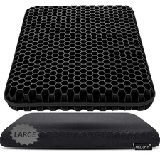 16X16 Gel Seat Cushion for Pain Relief – Large Breathable Support Pad Black