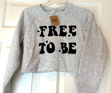 Happy Nation Victorias Secret Crop Sweatshirt Size Girls M 10 NEW