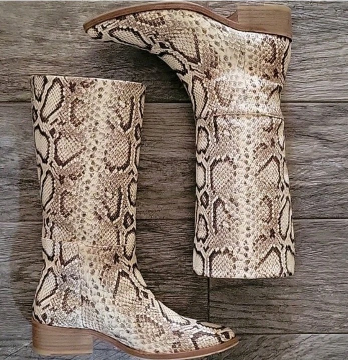 Freda Salvador Julia Boots Python Snake Embossed … - image 6