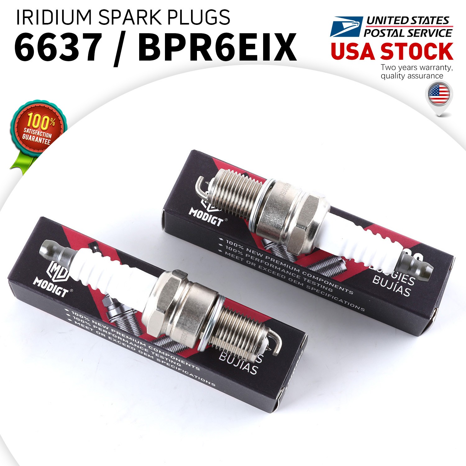 Set of 2 OEM Replacement For NGK 6637 / BPR6EIX Premium Iridium Spark Plugs NEW