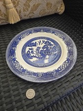 Old Willow Pattern Dinner Plate Blue and White, English Ironstone