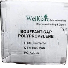 Case of 1000 WellCare Disposable Hair Nets Bouffant Caps 24" Food Service Bulk