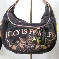 VTG Juicy Couture Velour Bag Purse Jumbo Ring For Life Scottie Logo Hobo Purple