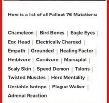 FALLOUT 76 PS4 ALL 19 MUTATION SERUM RECIPES PACK