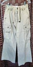Abercrombie Boys Y2K Cargo Pants Size 12 Slim Khaki Wide Leg Paratrooper Pants