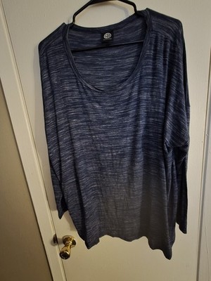 Babeau Blue Lined Pullover Top Size 1x