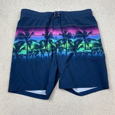 Sonoma Goods For Life Swim Trunks Board Shorts Men's XXL Navy Palm Tree Lined