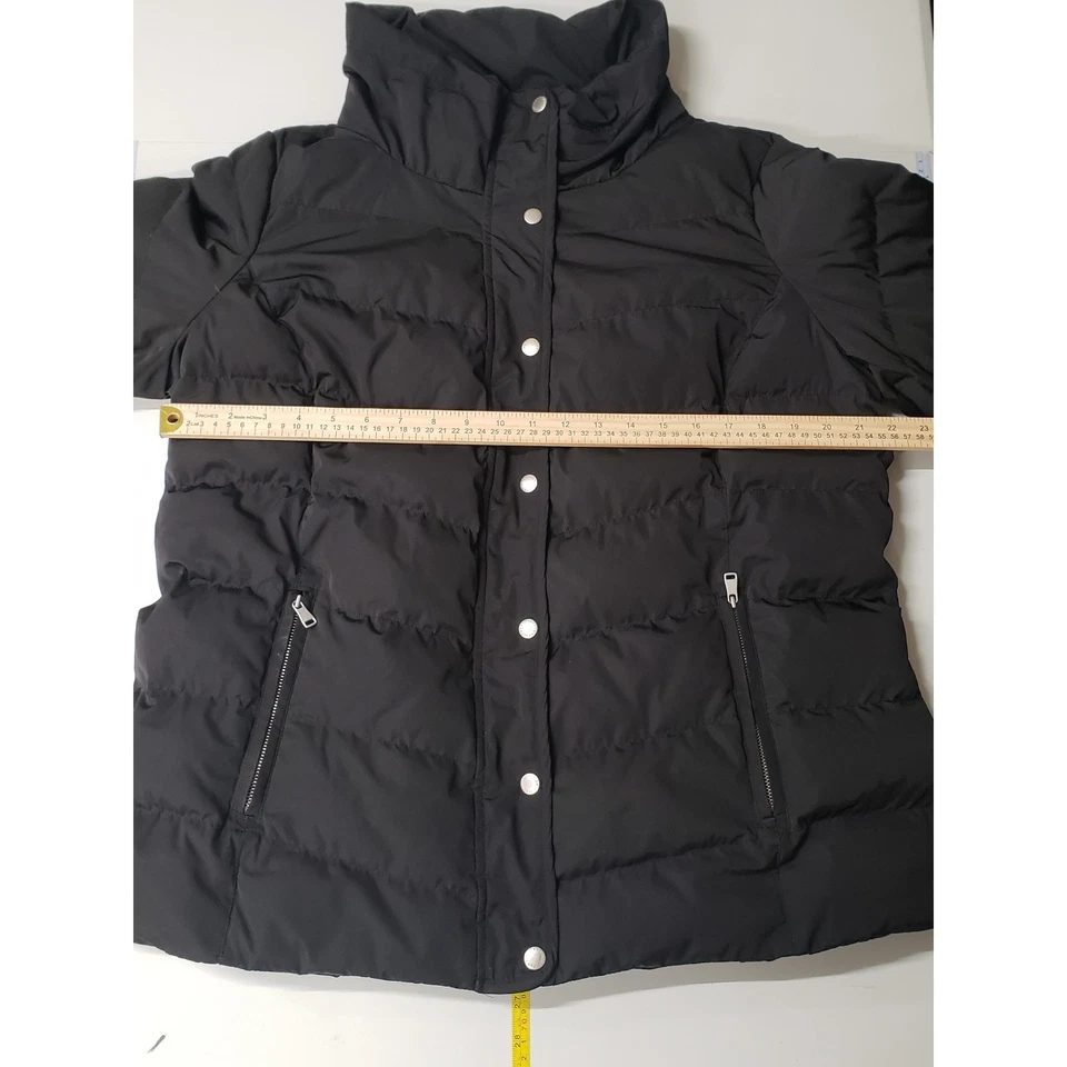 Chaqueta acolchada acolchada negra Talbots Plus cuello alto bolsillos con cremallera para mujer X Foto 3 de 4