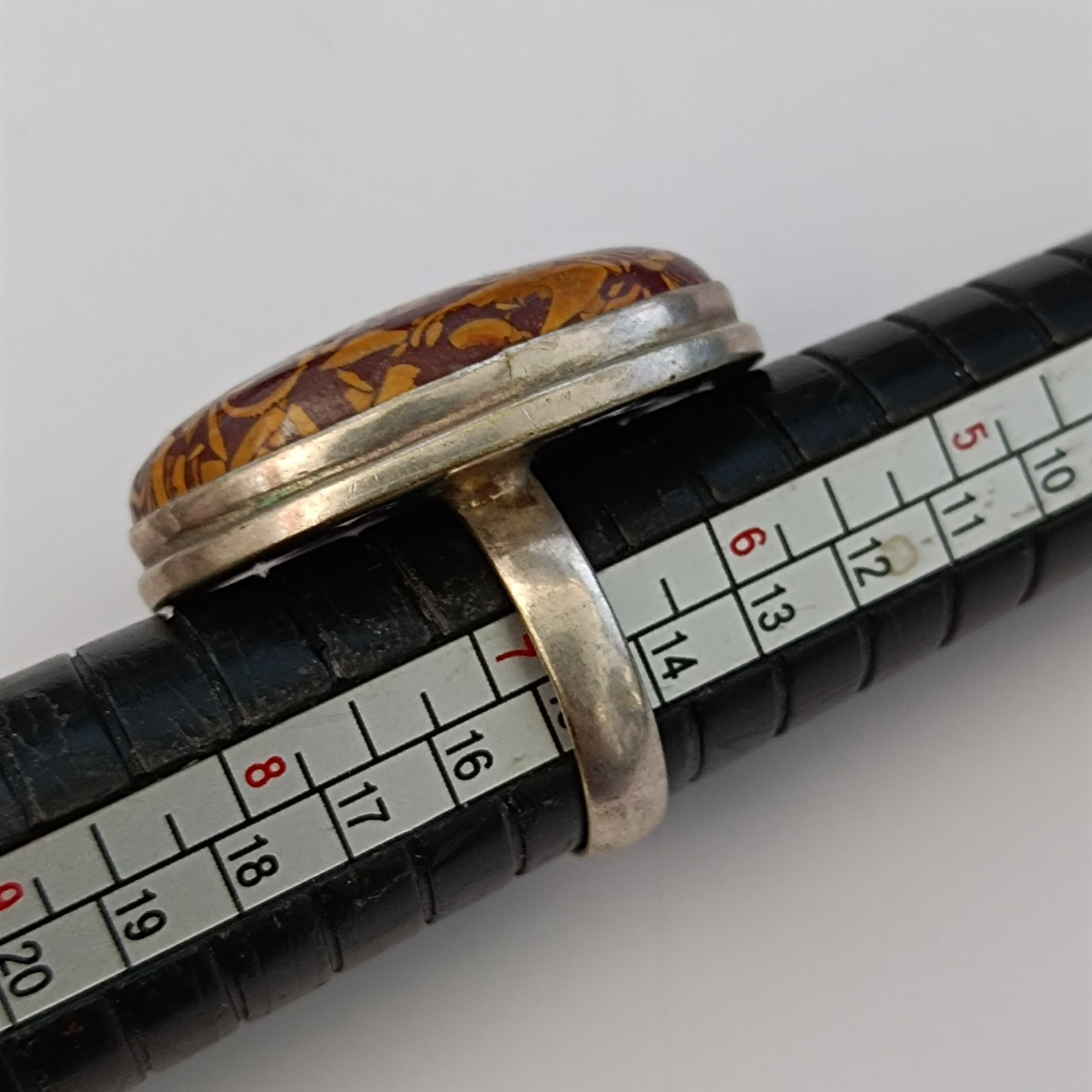 Sterling Silver Statement Ring Tested Stone Abstr… - image 4