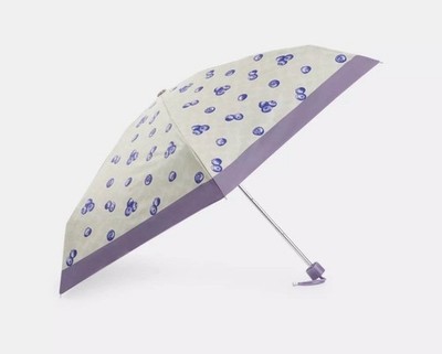 NWT Coach Mini Umbrella In Signature Blueberry Print CR908 MSRP $78