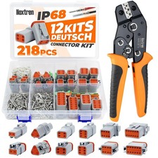 218PCS 12 Kits DT Deutsch Connector Kit with Ratcheting Wire Crimper, 2/3/4/6...