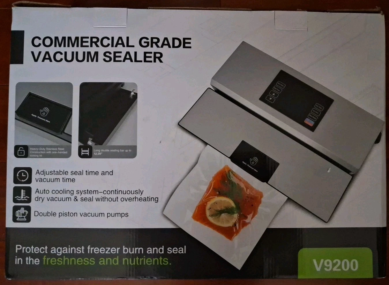 Commercial Vacuum Sealer Machine 0.85 Bar Double Pump Food Storage 12.2"